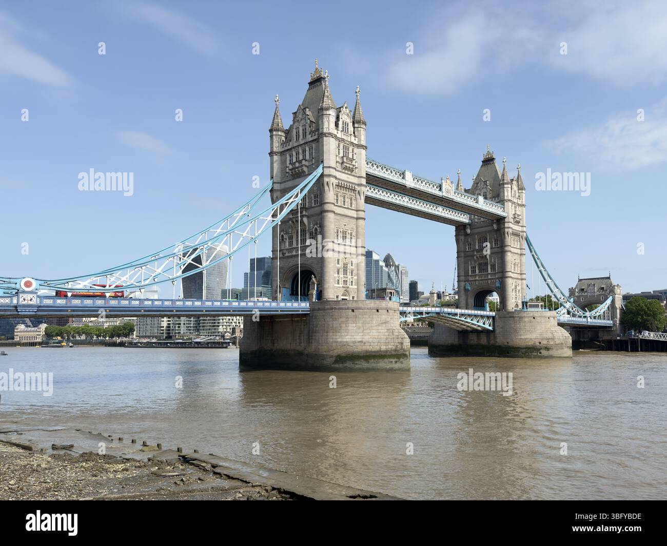 LONDON, ENGLAND – OCTOBER 10, 2023: Tower Bridge spans the River Thames in central London, showcasing its iconic Victorian architecture. - Smartphone Captured Stock Image