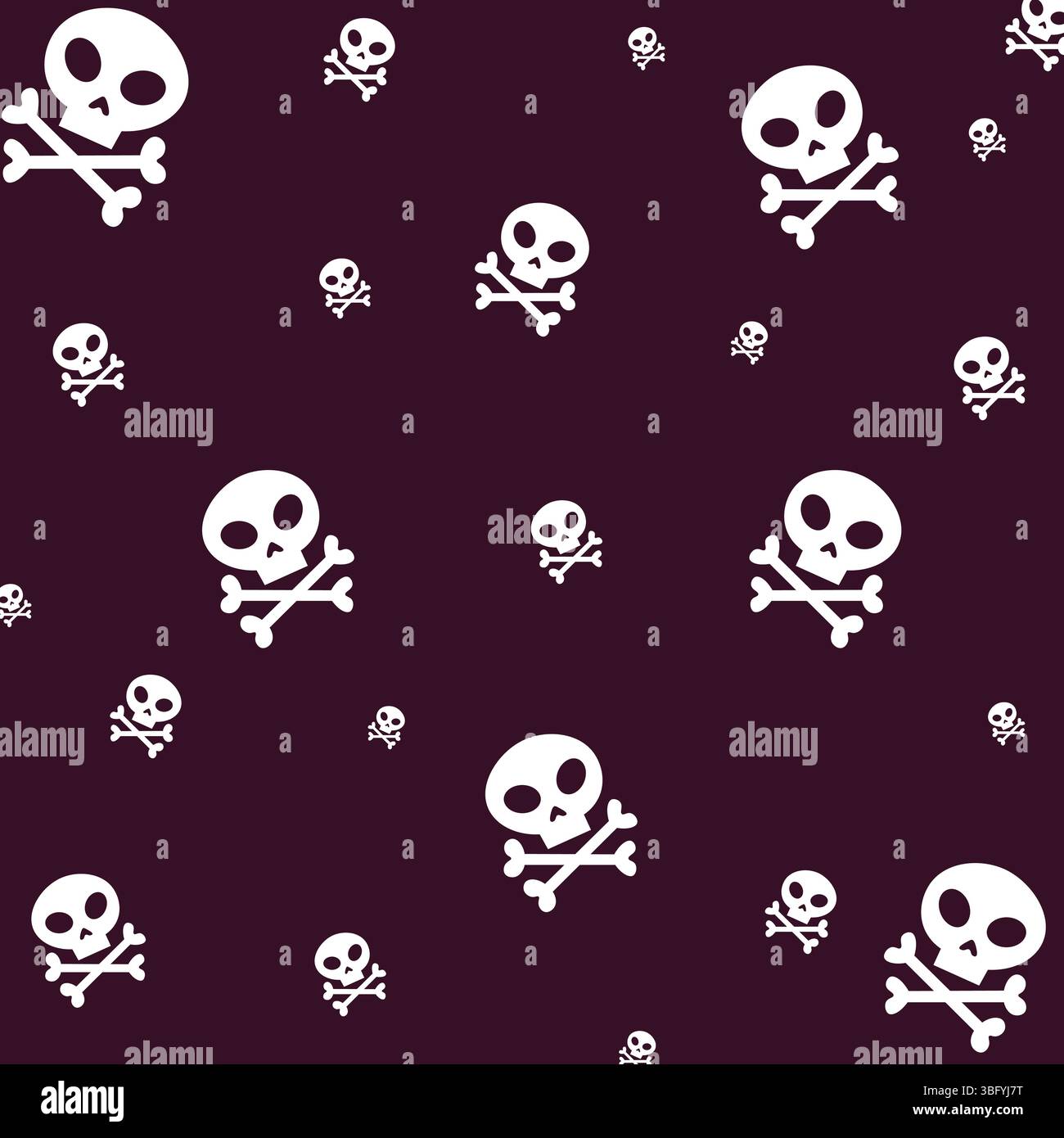 Halloween seamless Pattern. Halloween skull with cross bones Pattern. Skull pirate crossbones pattern Halloween vector. Day of The Dead sugar skull. Stock Vector