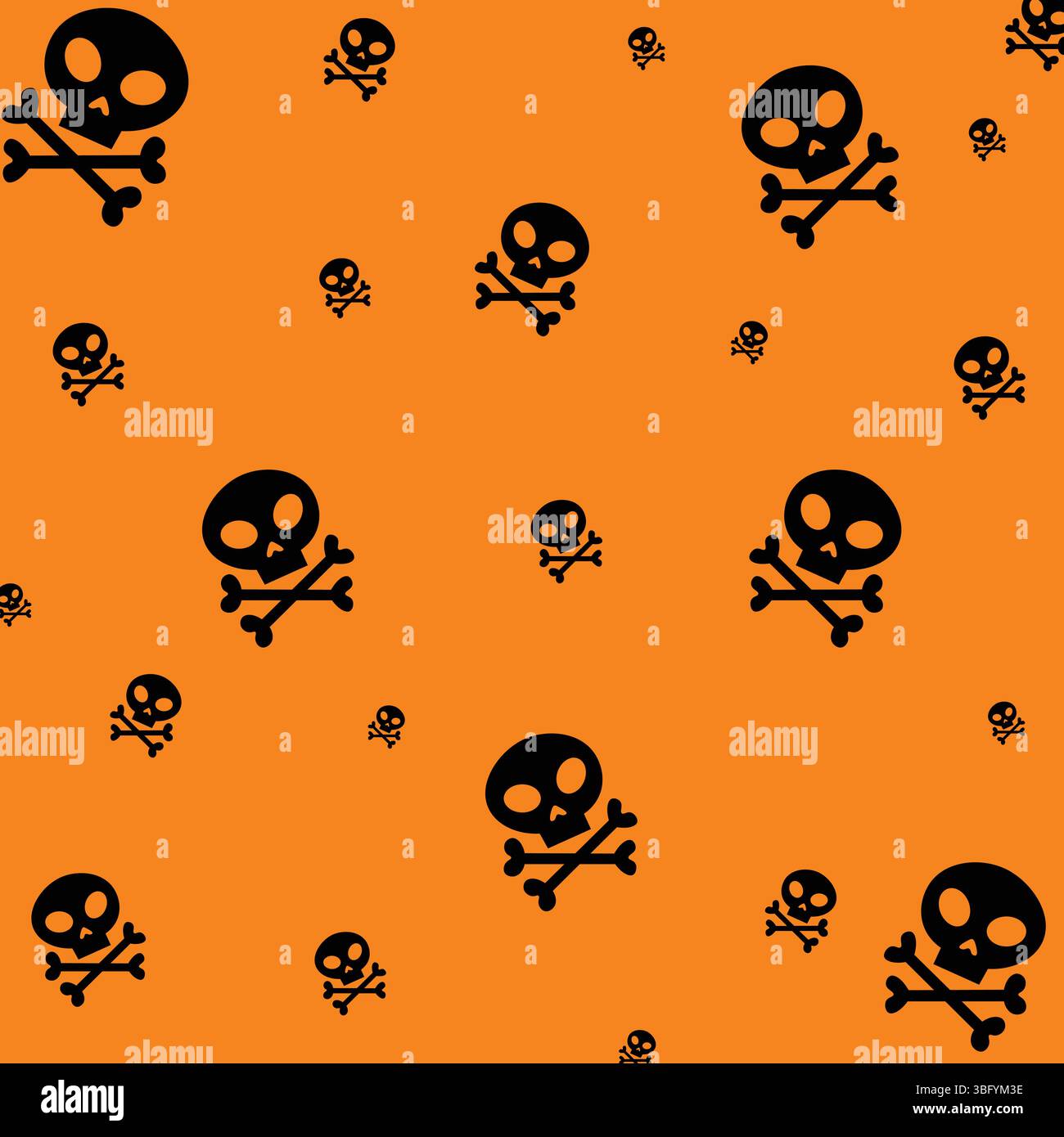 Halloween seamless Pattern. Halloween skull with cross bones Pattern. Skull pirate crossbones pattern Halloween vector. Day of The Dead sugar skull. Stock Vector