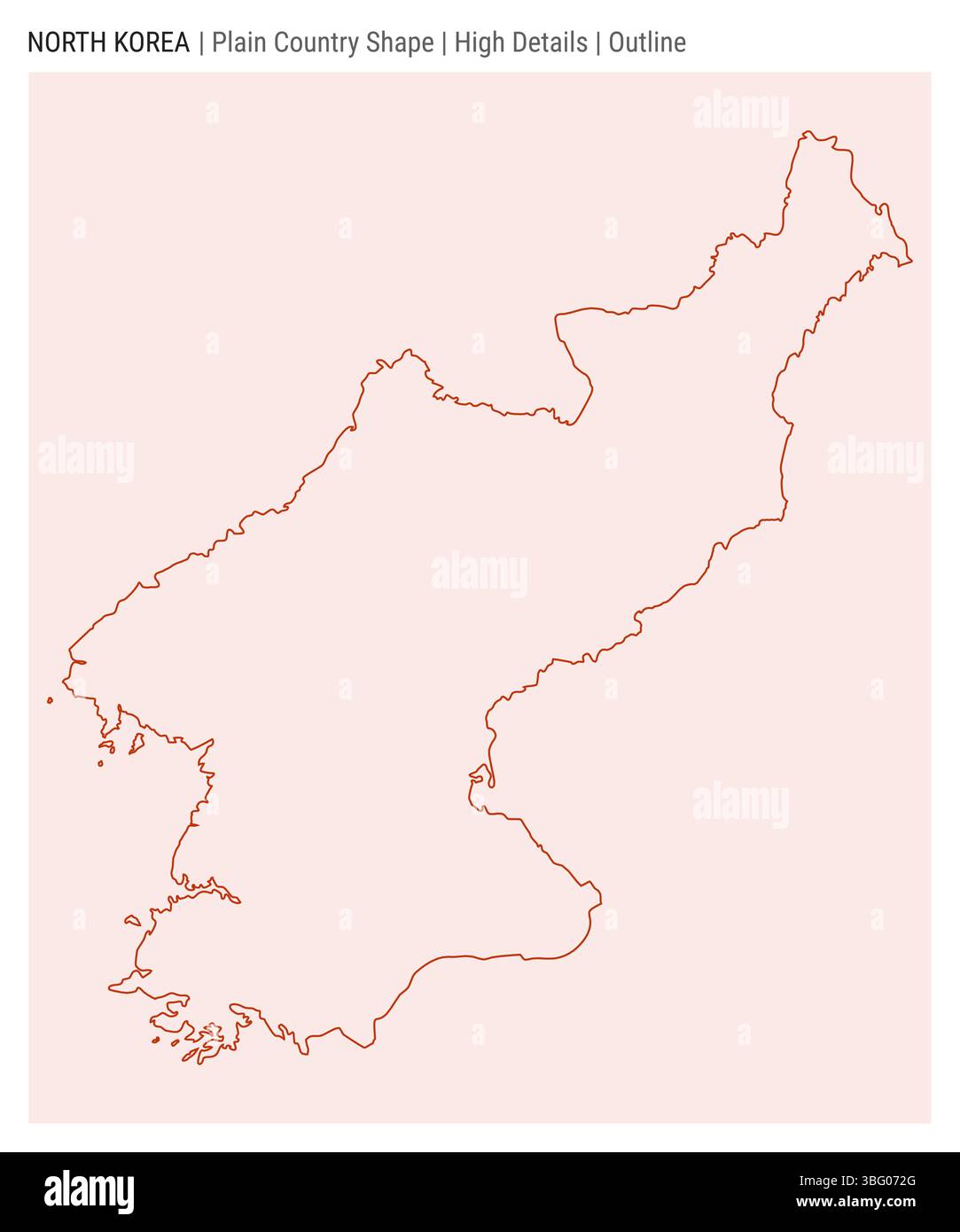 North Korea plain country map. High details. Outline style. Shape of ...