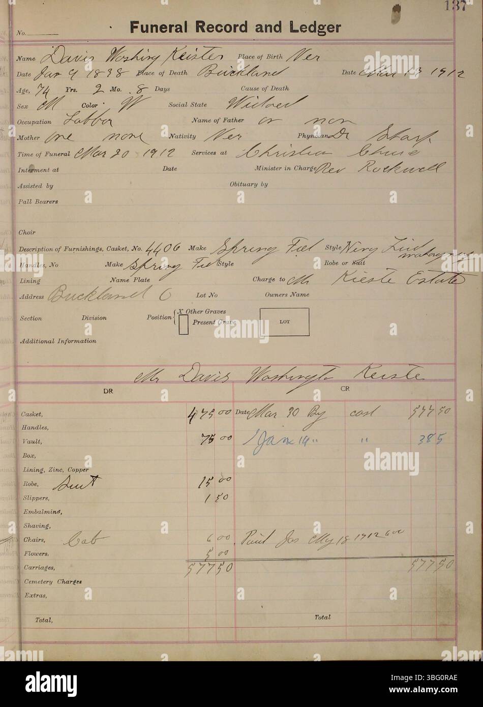 The Funeral Record and Ledger from Charles C. Siferd Undertaking