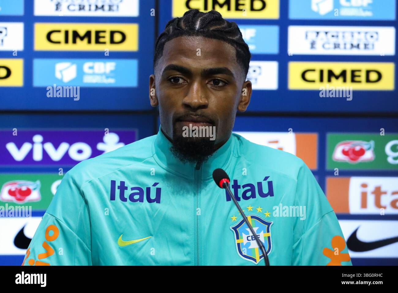 Defender Alexsandro Ribeiro during a press conference with the Brazil ...
