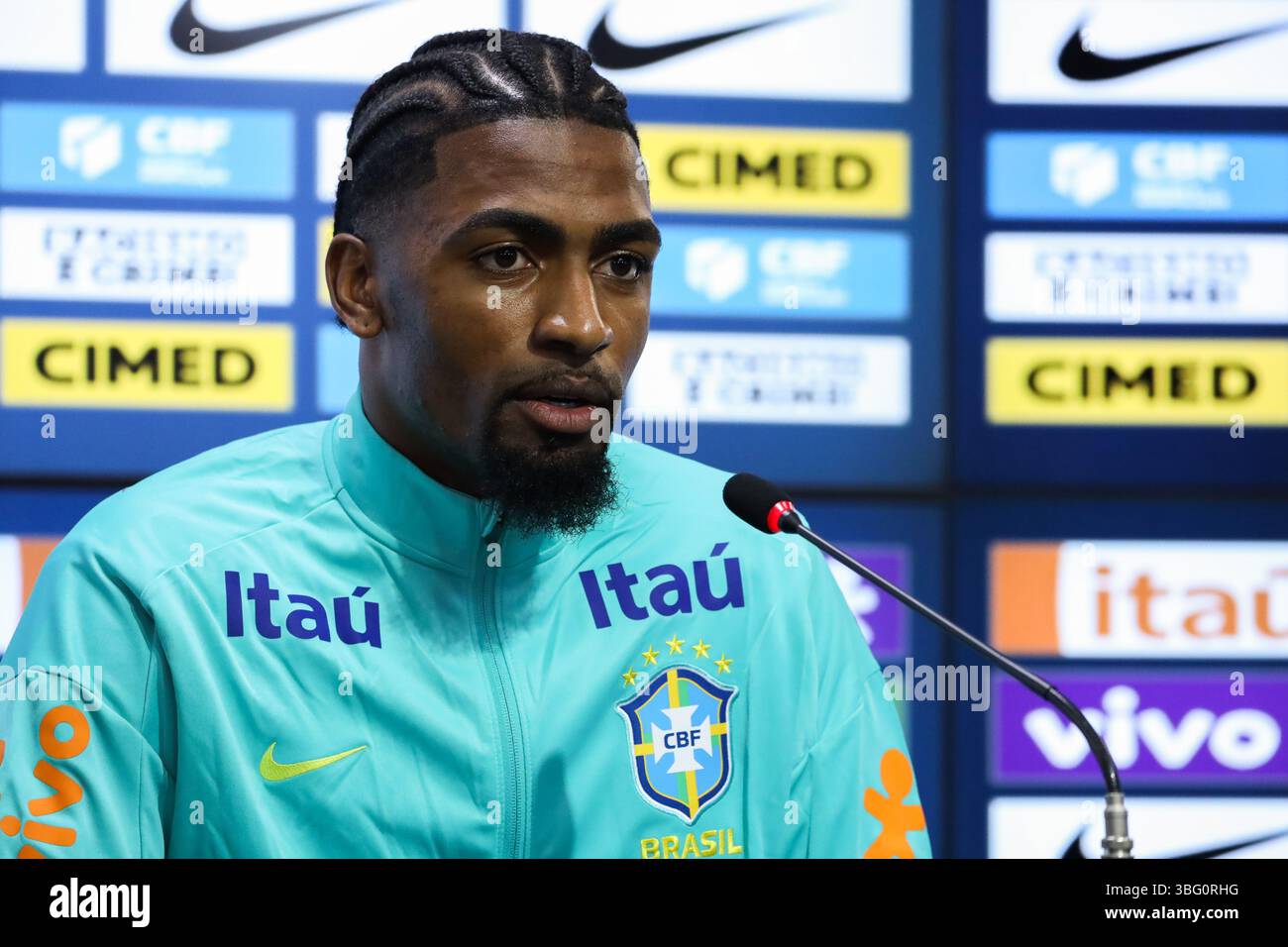 Defender Alexsandro Ribeiro during a press conference with the Brazil ...