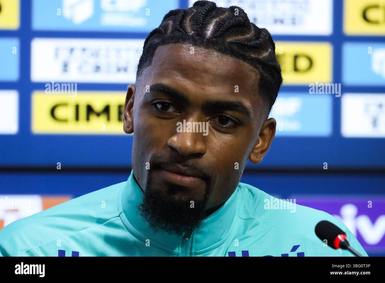 Defender Alexsandro Ribeiro during a press conference with the Brazil ...