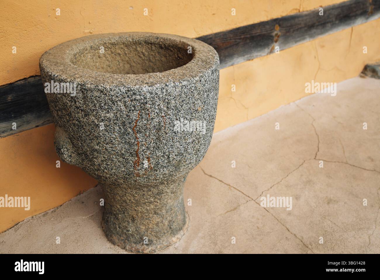 Korean traditional large stone mortar Stock Photo