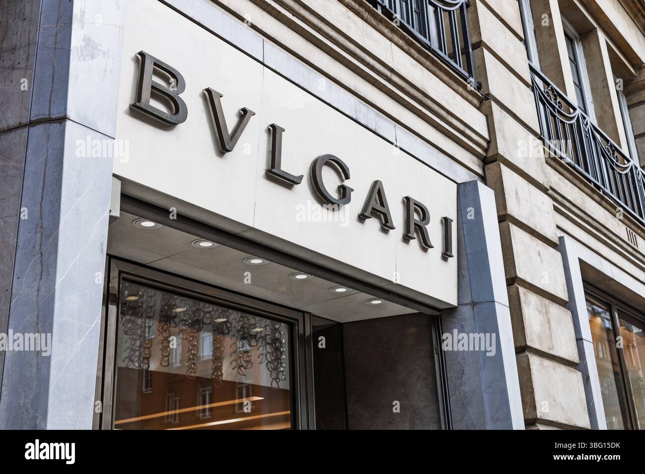 BVLGARI Luxury Boutique Storefront. London, UK, 6 April 2024 Stock Photo