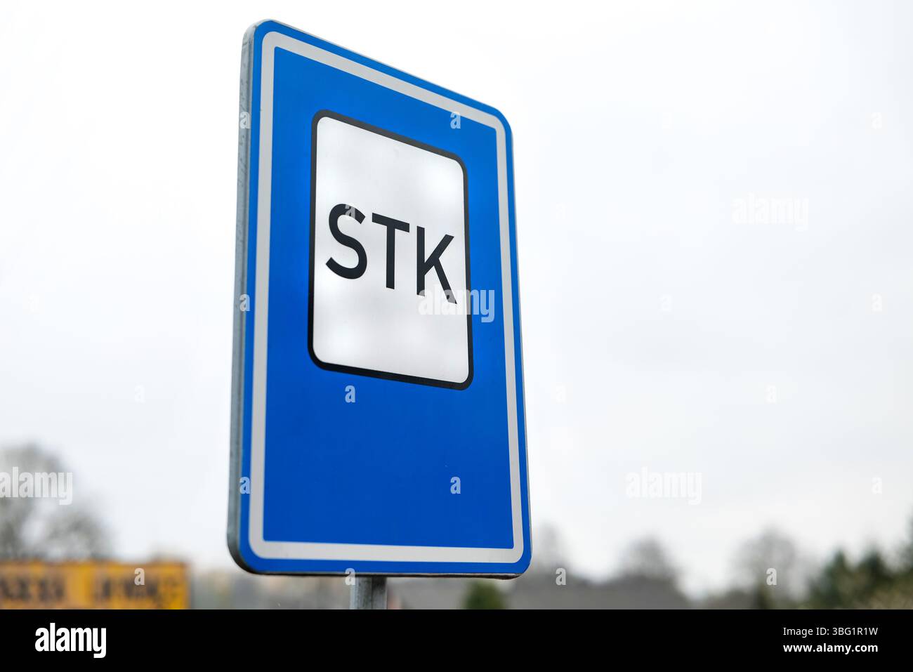 The traffic sign in front of STK (Stanice Technicke Kontroly in Czech ...