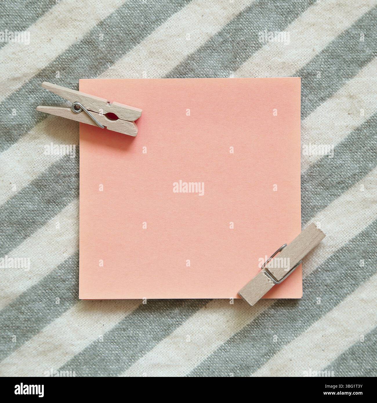 Reminder sticky notes on stripe pattern background Stock Photo