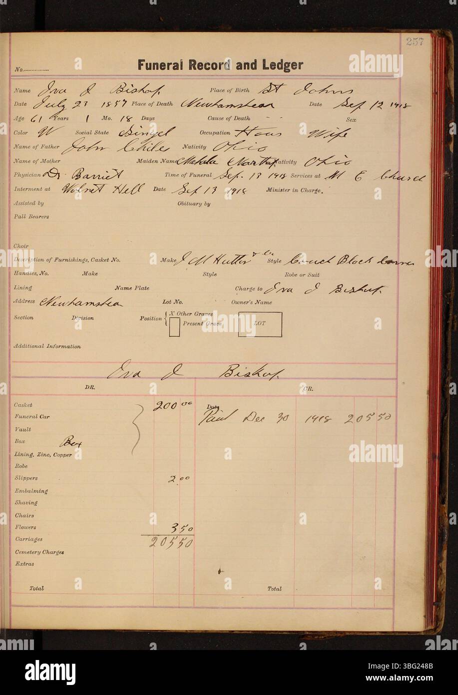 The 19161920 Funeral Record and Ledger by Charles C. Siferd lists