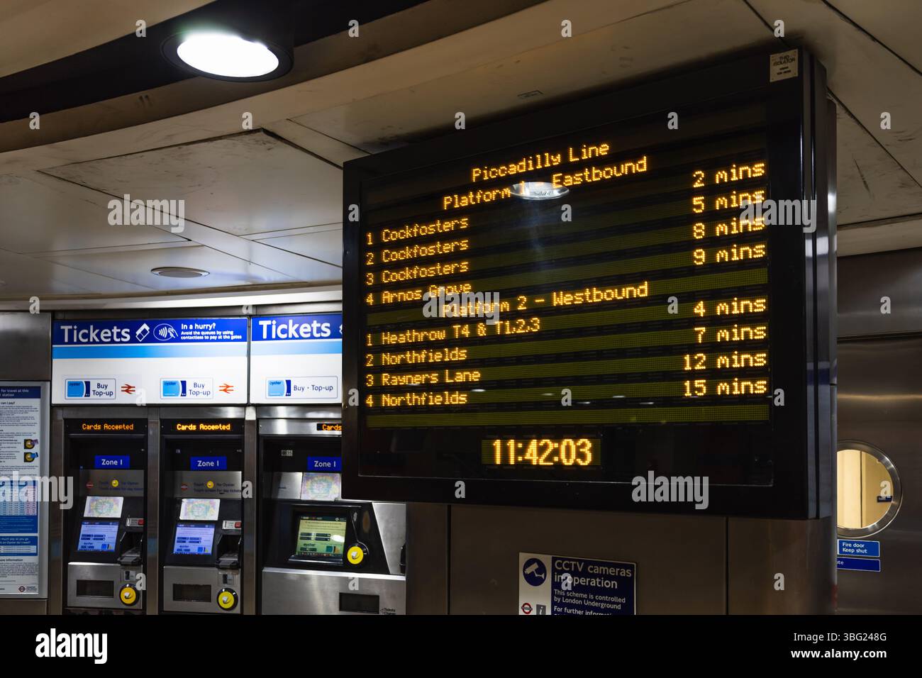 London Underground Digital Departure Board with Train Times. London, UK ...