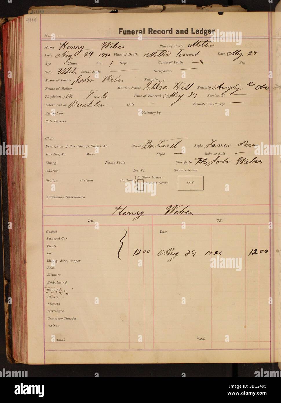 A ledger of funeral records from 1916 to 1920 for the Charles C. Siferd(01)