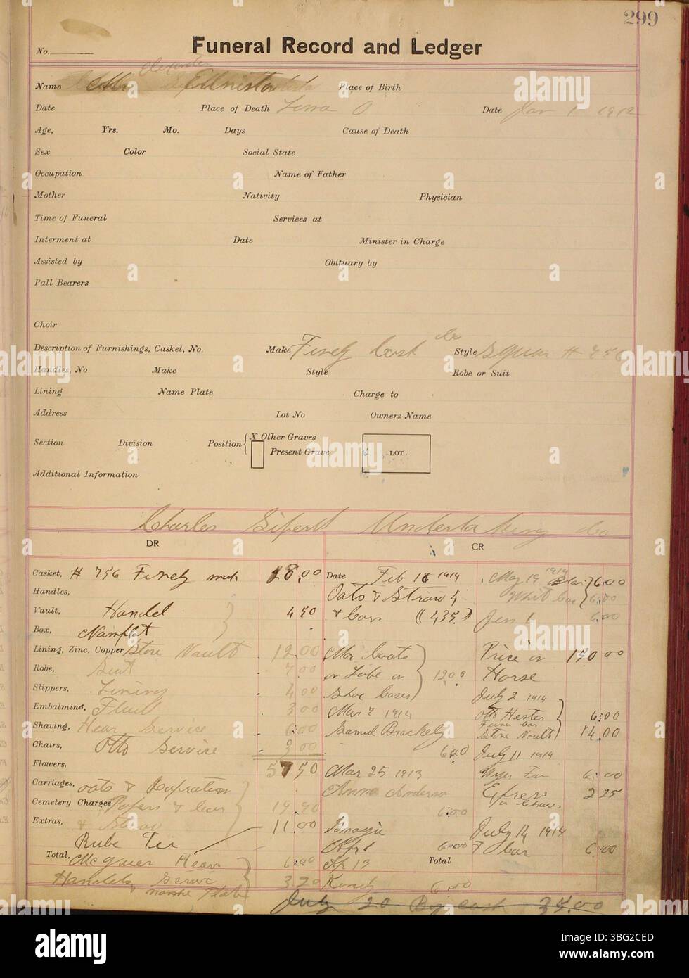 This copy of the Funeral Record and Ledger from the Charles C. Siferd(02)