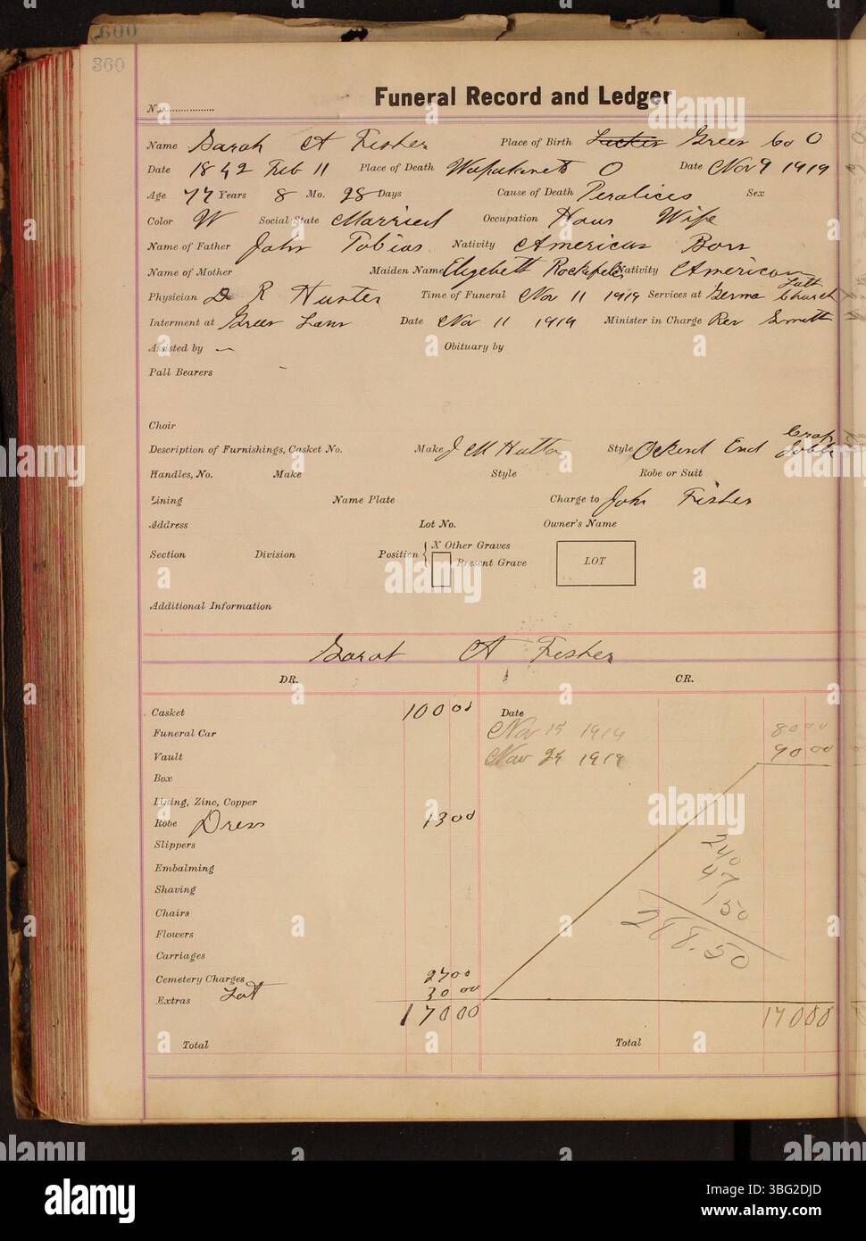 The 19161920 Funeral Record and Ledger for Charles C. Siferd