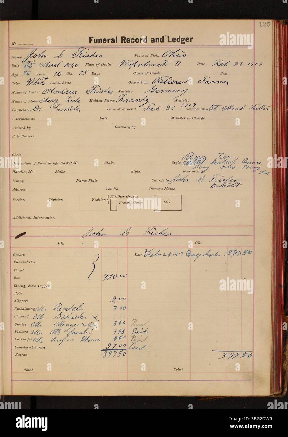 This entry in the Funeral Record and Ledger (19161920) from the(01)