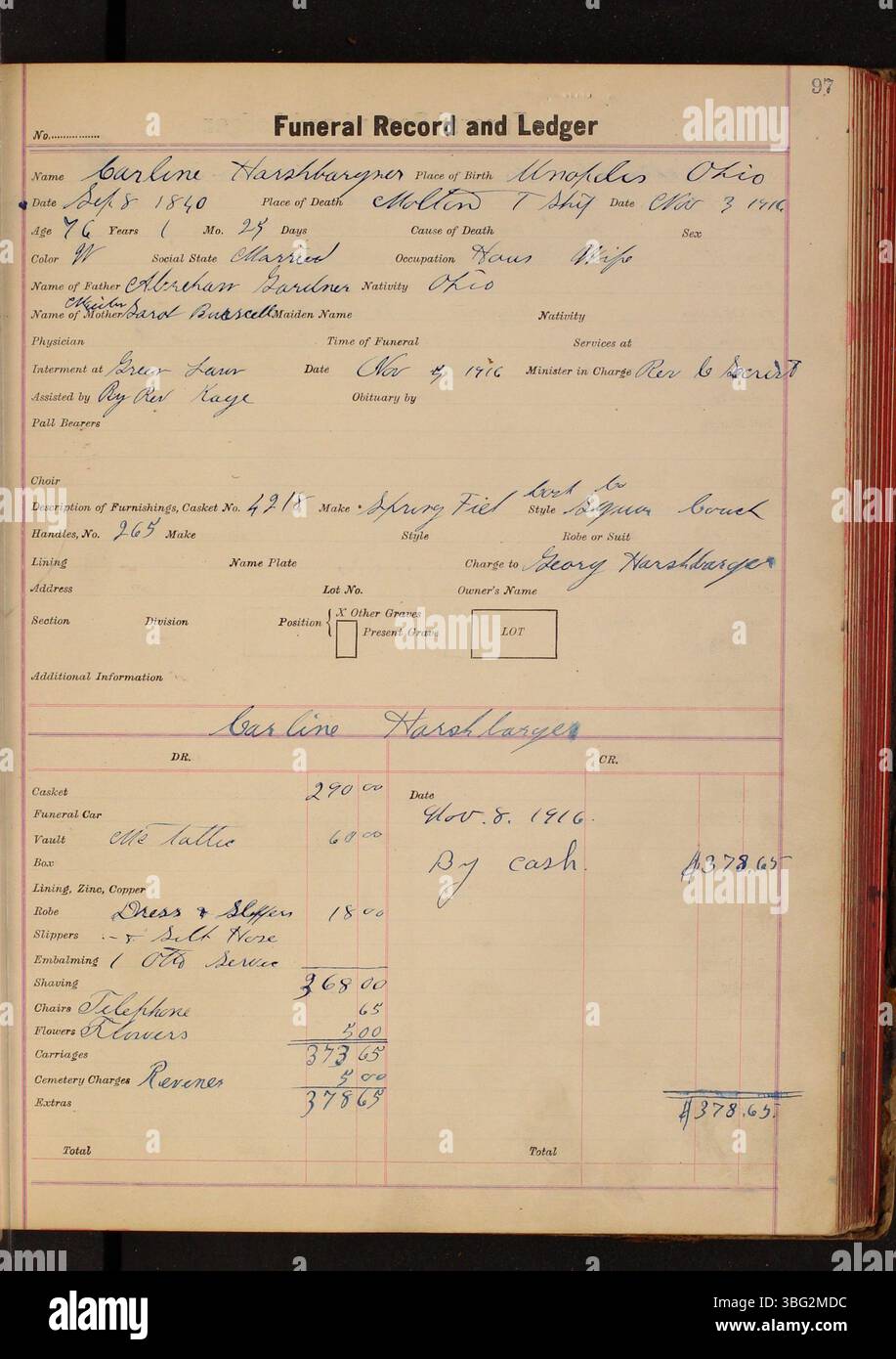 This Funeral Record and Ledger, covering 19161920, provides