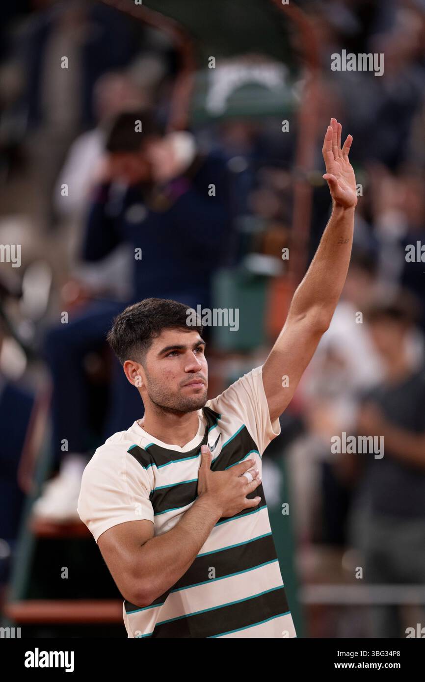 Carlos Alcaraz celebrates following his men's singles quarter final