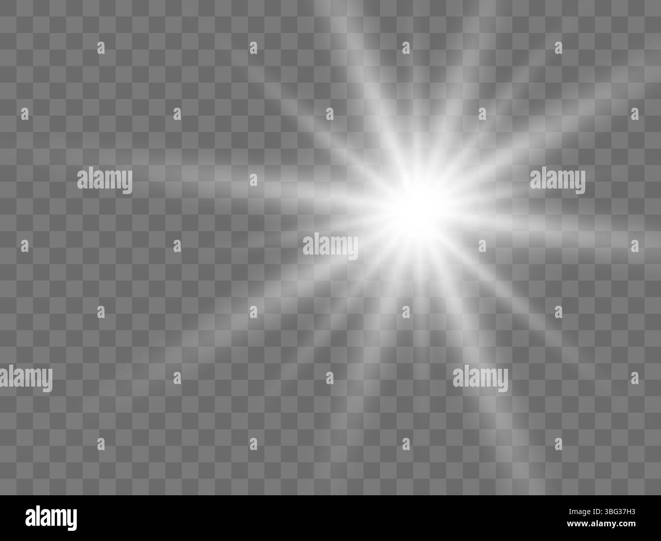 Sunlight on a transparent background. Isolated white rays of light ...