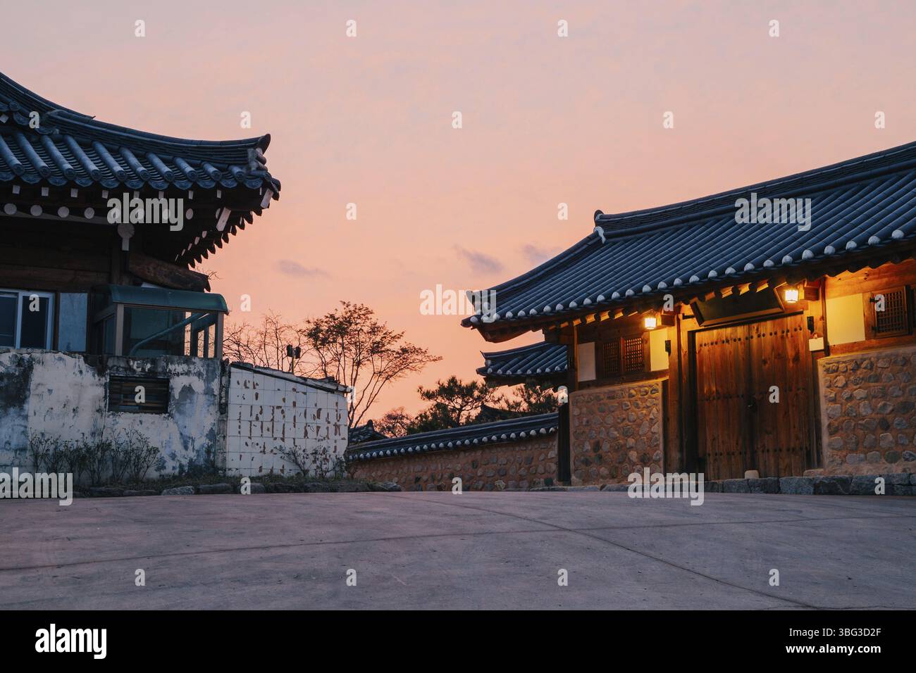 Gyeongju Gyochon Hanok Village, Korean traditional house and sunset ...