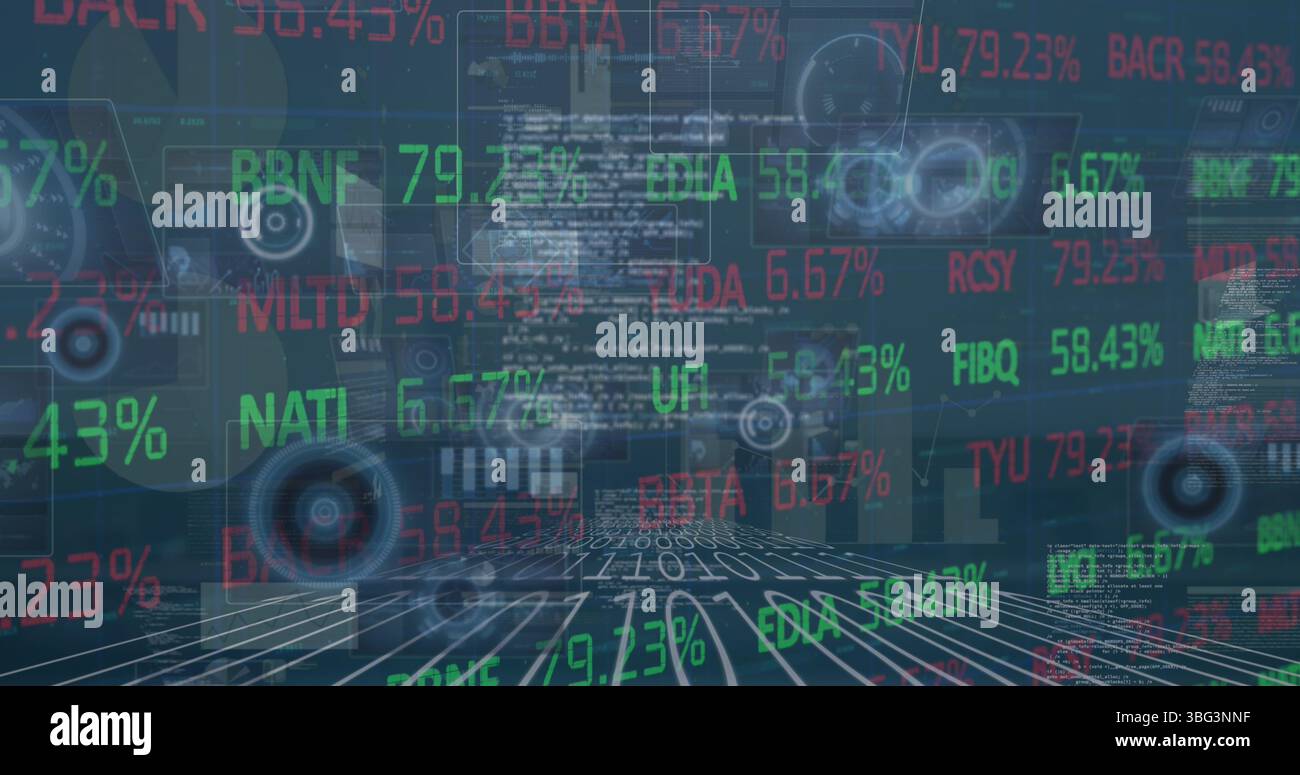 Image of financial data processing over graphs and charts Stock Photo