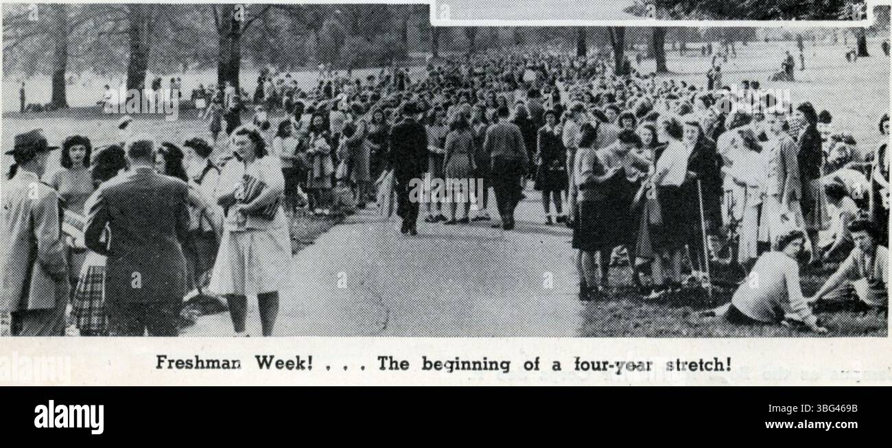 A photo from 1945 showing students gathered during Freshman Week at The ...