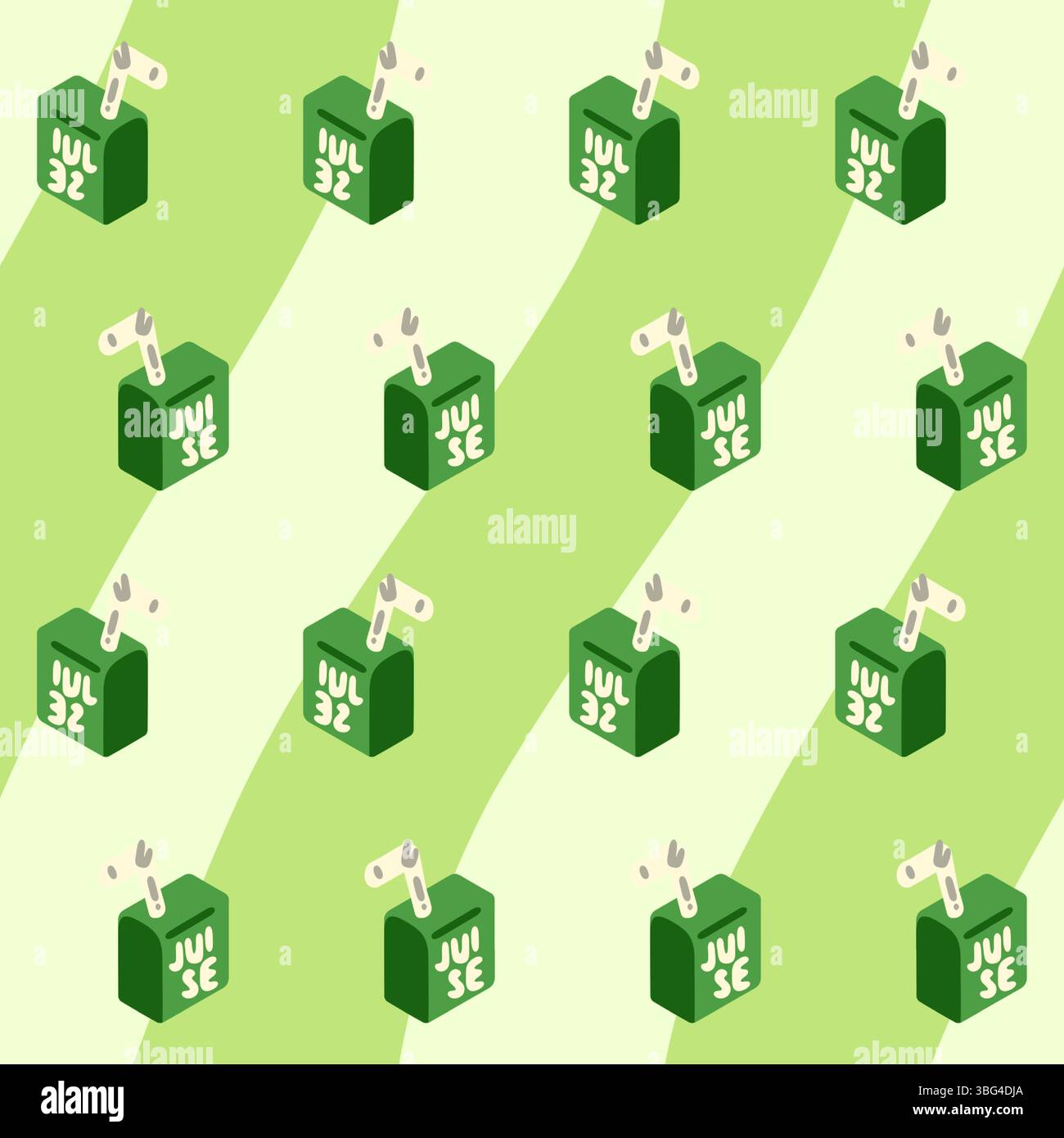 Seamless Green Juice Box Pattern Stock Vector