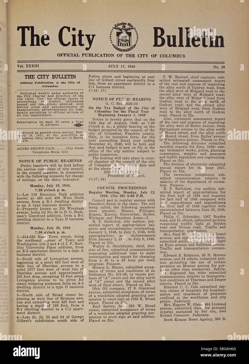 1948 city bulletin hi-res stock photography and images - Alamy