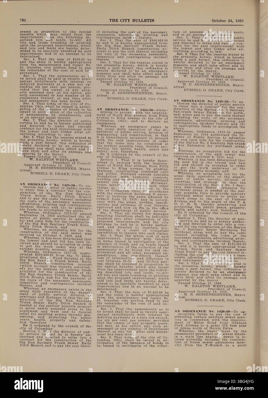 This page from the 1959 Columbus City Bulletin contains proceedings of ...