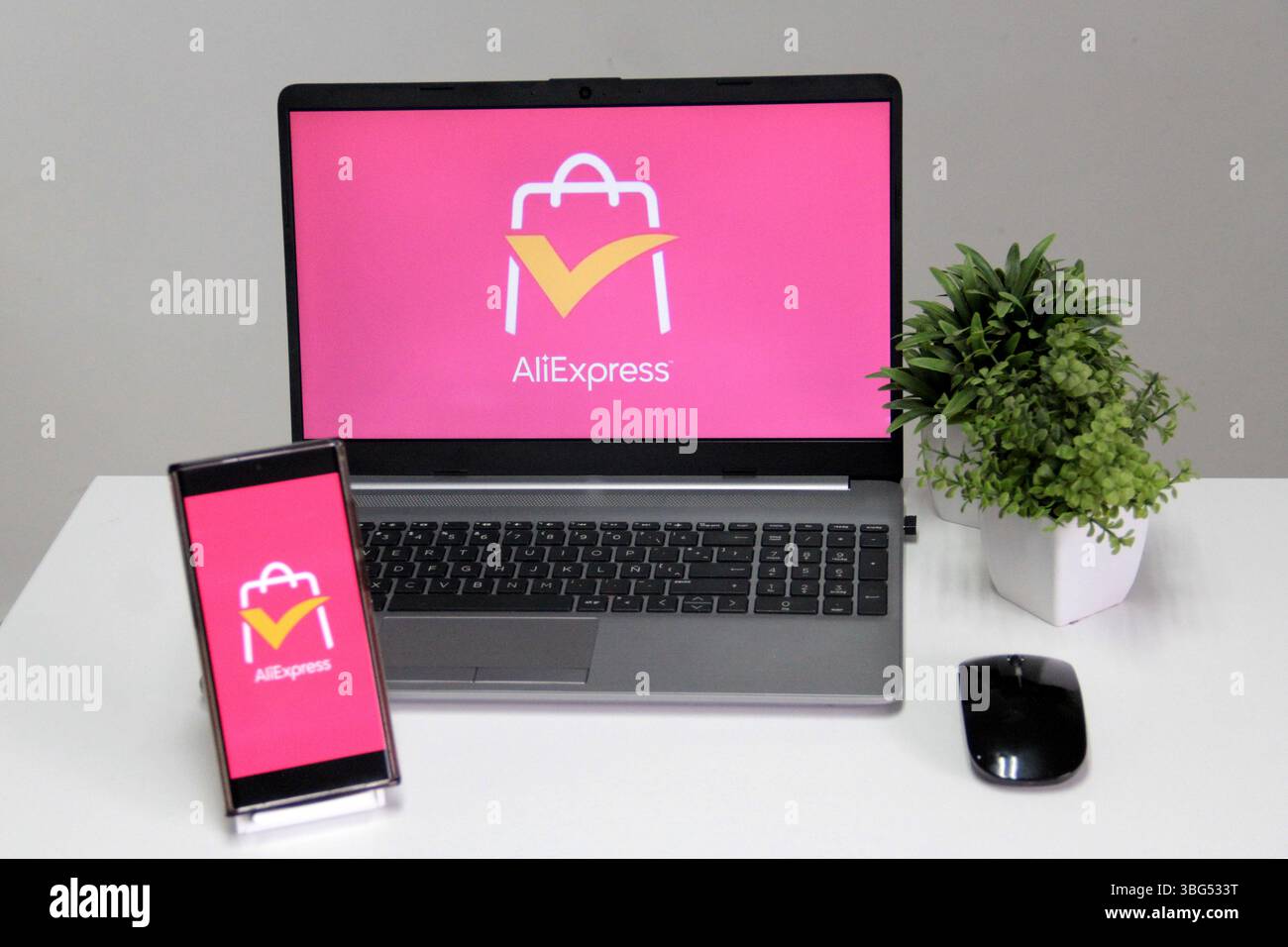 Mexico City, Mexico - Feb 22, 2025: AliExpress, the international e-commerce platform of the Alibaba Group, sells products at low prices Stock Photo
