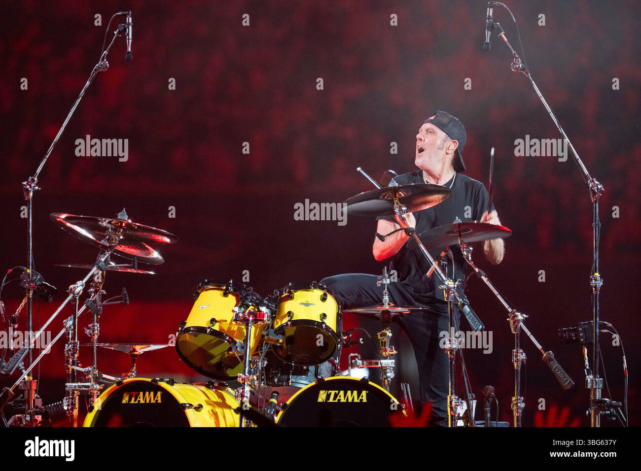 Lars Ulrich of Metallica performs during the M72 World Tour on Tuesday