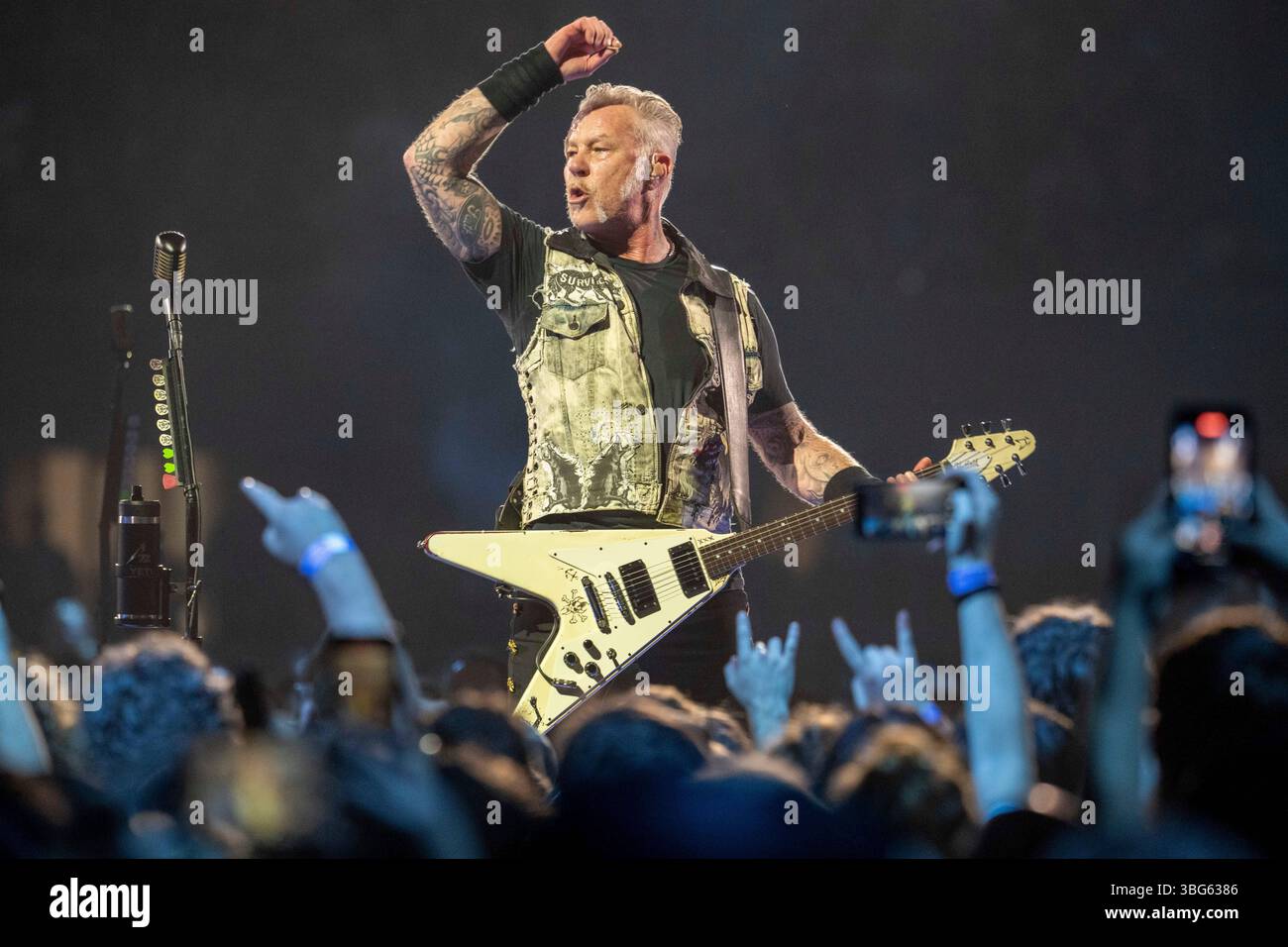 James Hetfield of Metallica performs during the M72 World Tour on