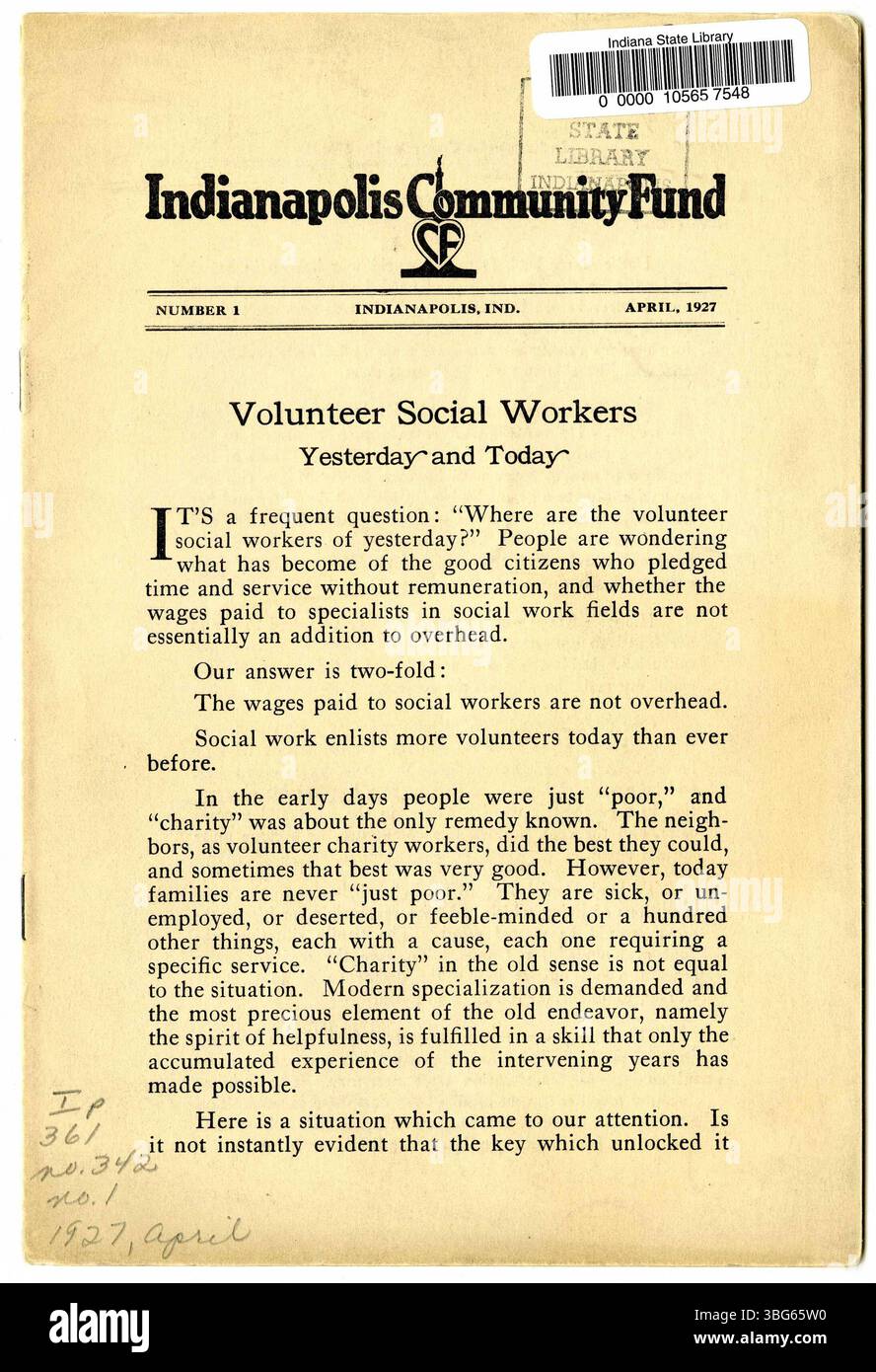 This pamphlet provides insights into volunteer social work and its ...