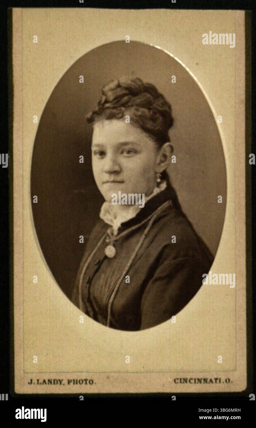 This 1876 photograph from the Born family album shows an unidentified female family member, part of a family renowned for their brewery business in Columbus's German Village. Stock Photo