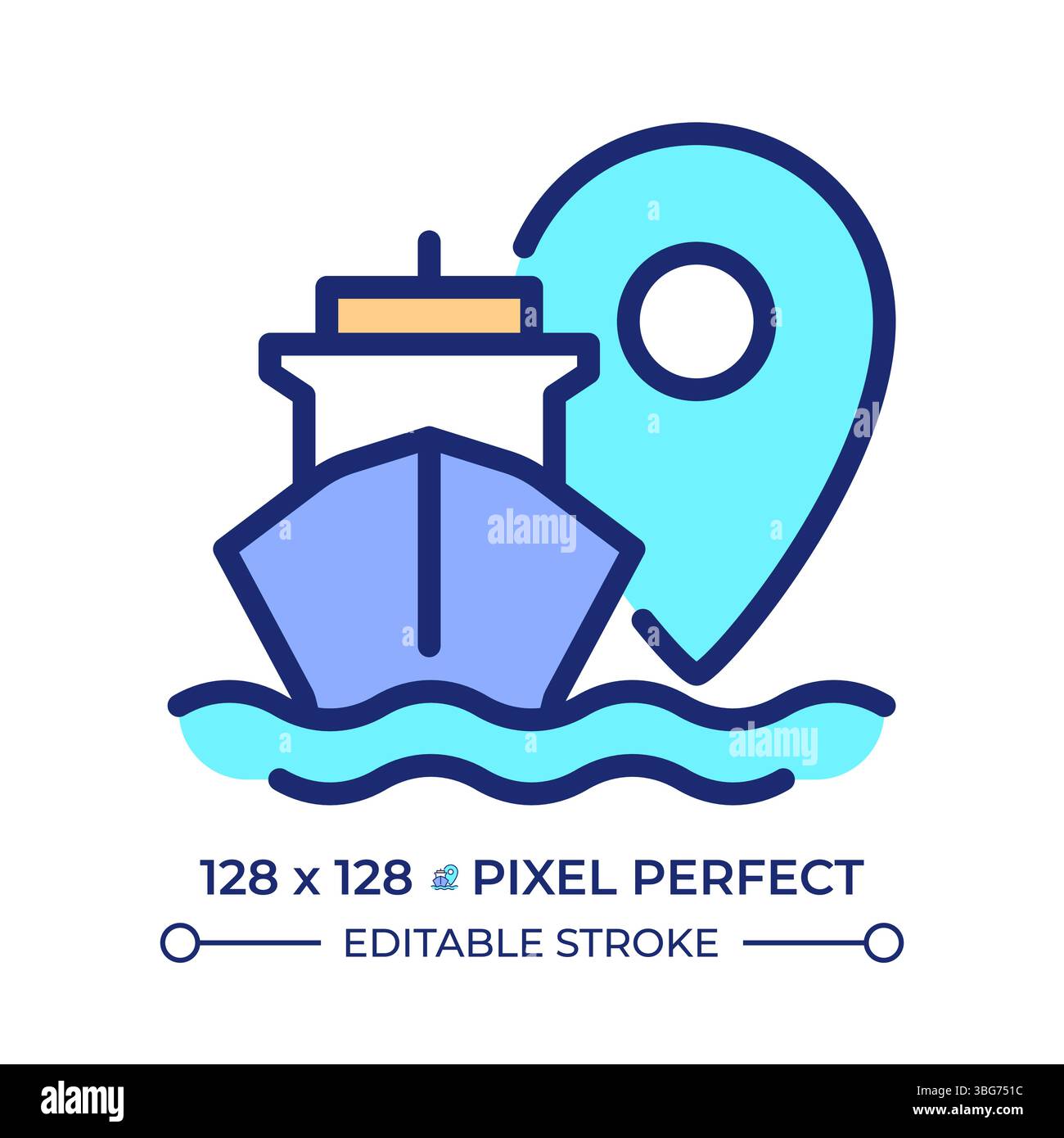 Ship location pixel perfect line color icon Stock Vector Image & Art ...