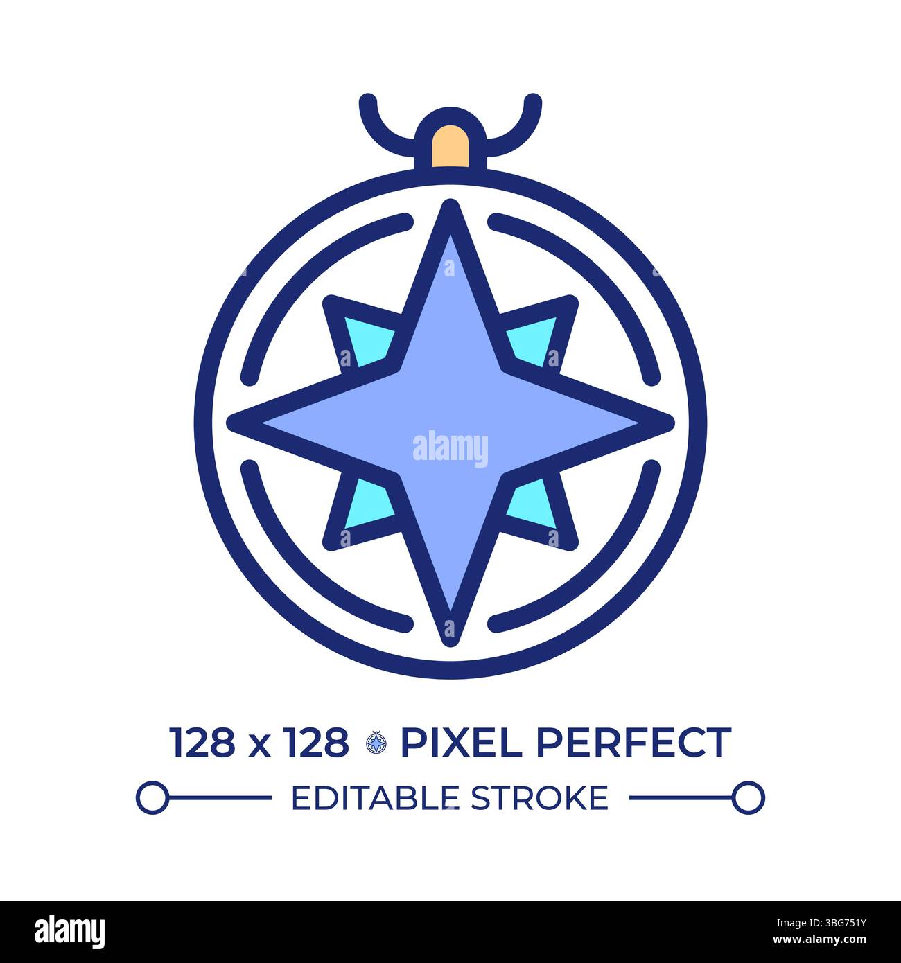 Nautical compass pixel perfect line color icon Stock Vector
