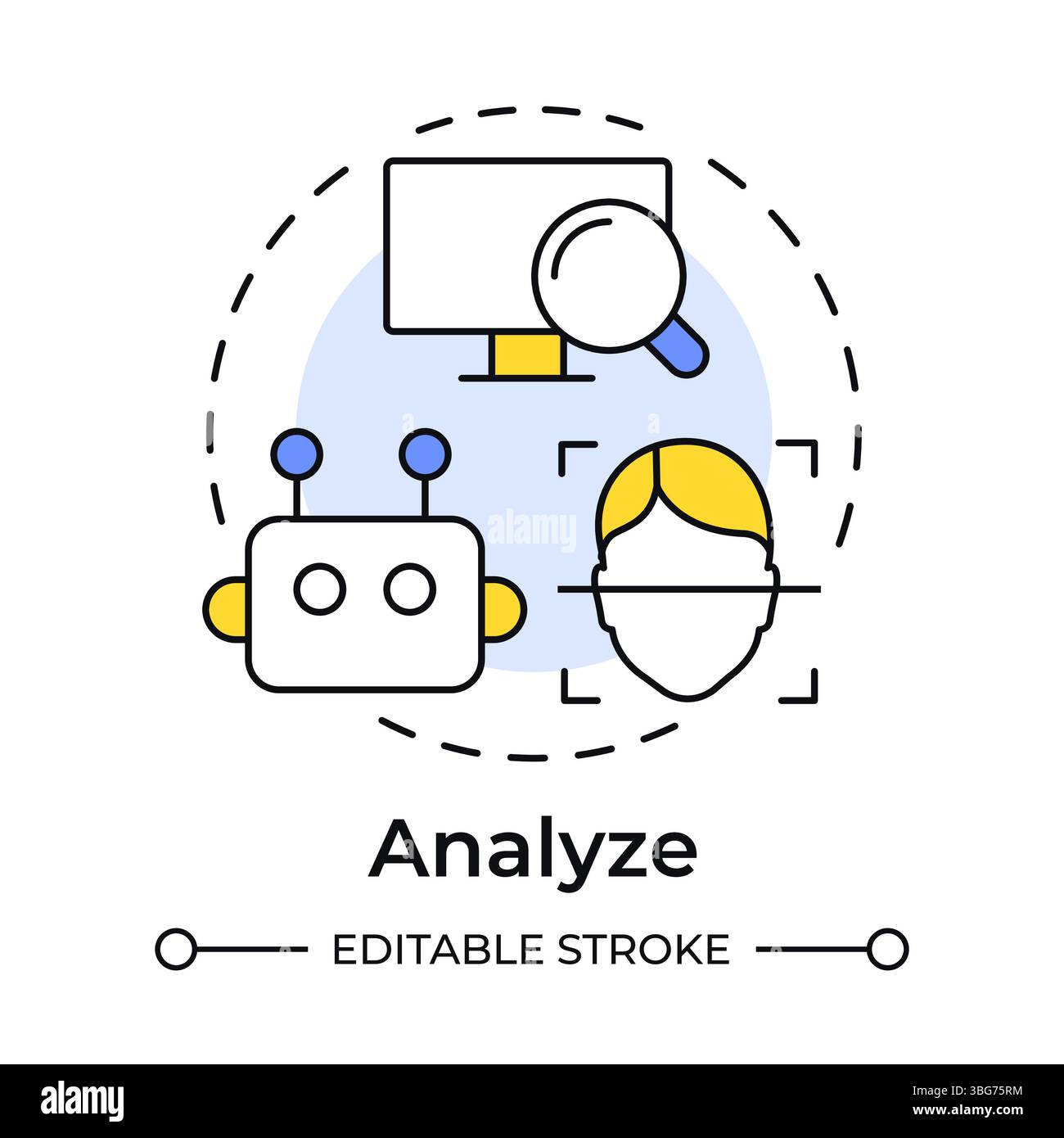 Analyze events multi color concept icon Stock Vector