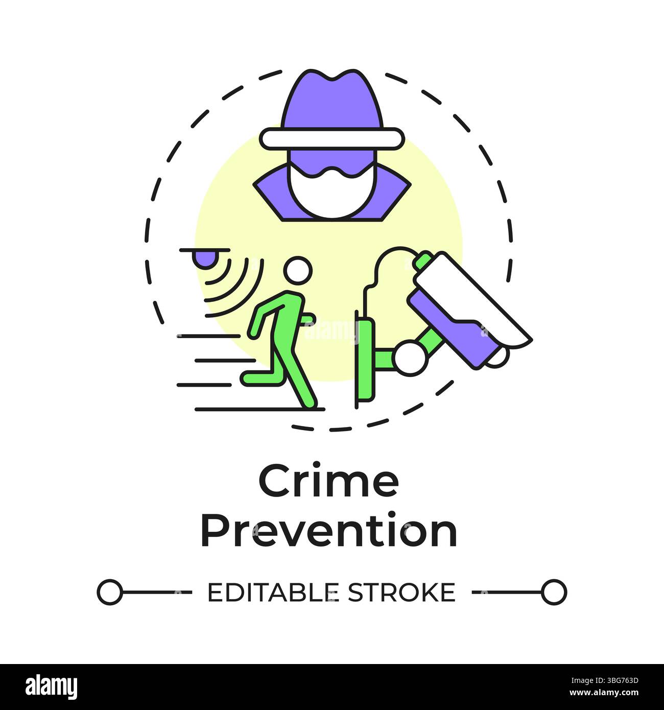 Crime prevention multi color concept icon Stock Vector