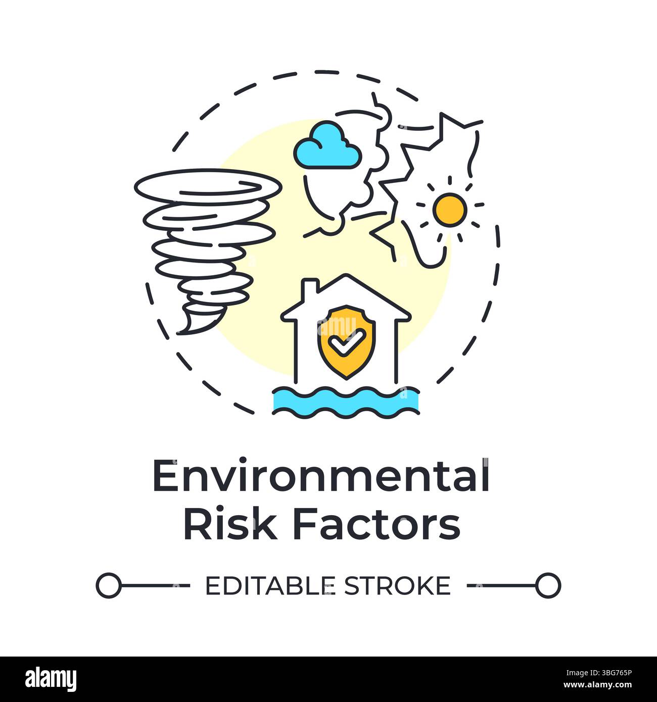 Environmental risk factors multi color concept icon Stock Vector