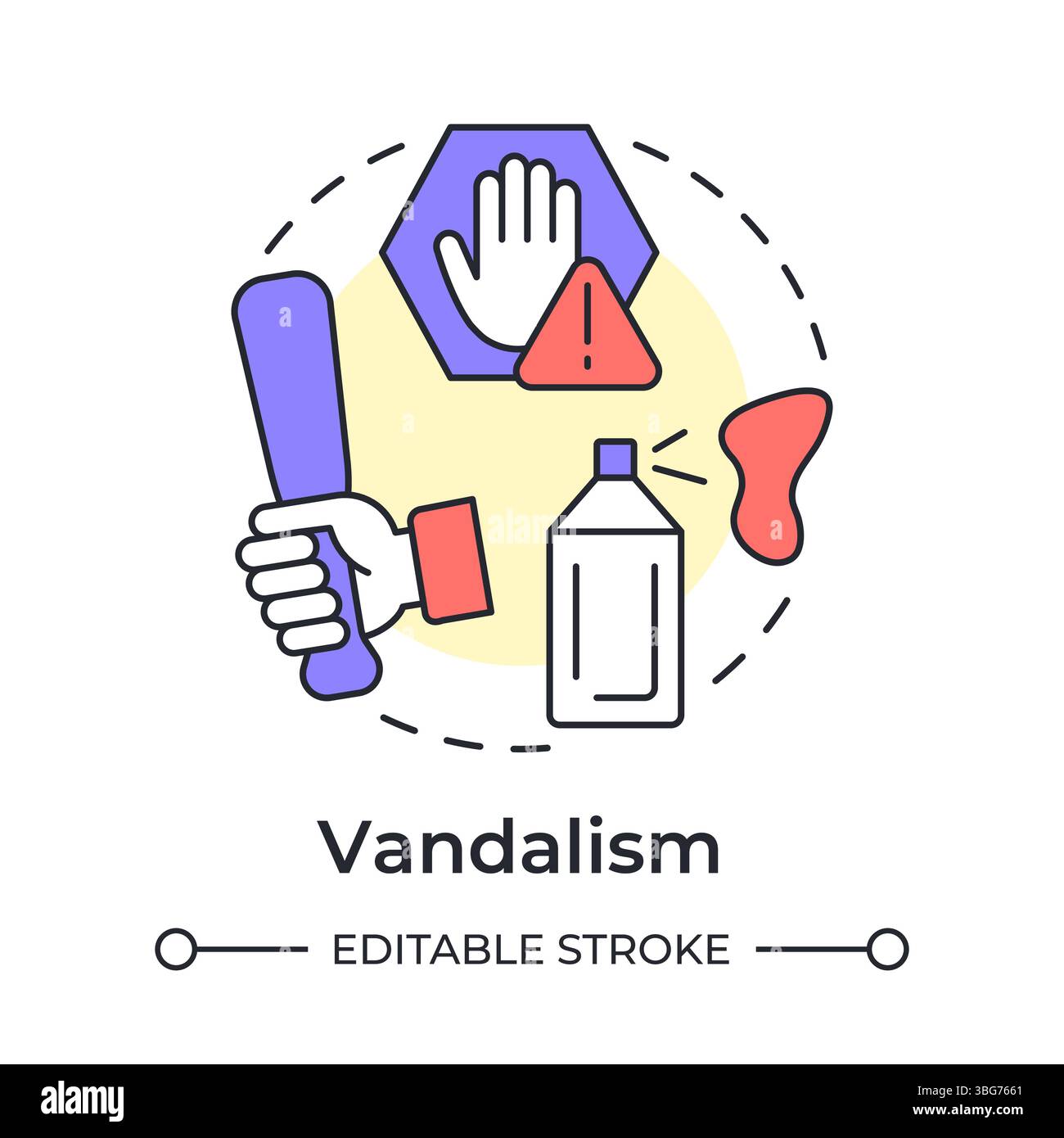 Vandalism multi color concept icon Stock Vector