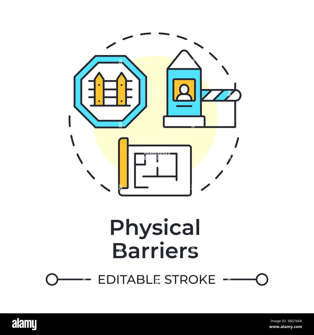 Physical barriers multi color concept icon Stock Vector