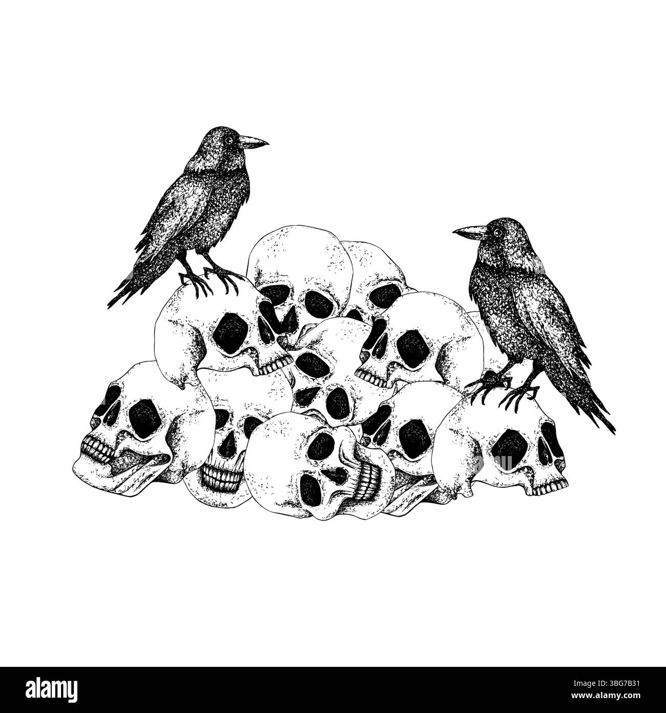 T-shirt Pile Of Skulls - Gris - Manches Courtes - Halloween Ou Quotidien