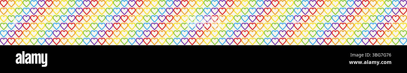Rainbow Heart Mosaic, diagonal border, seamless vector pattern with ...