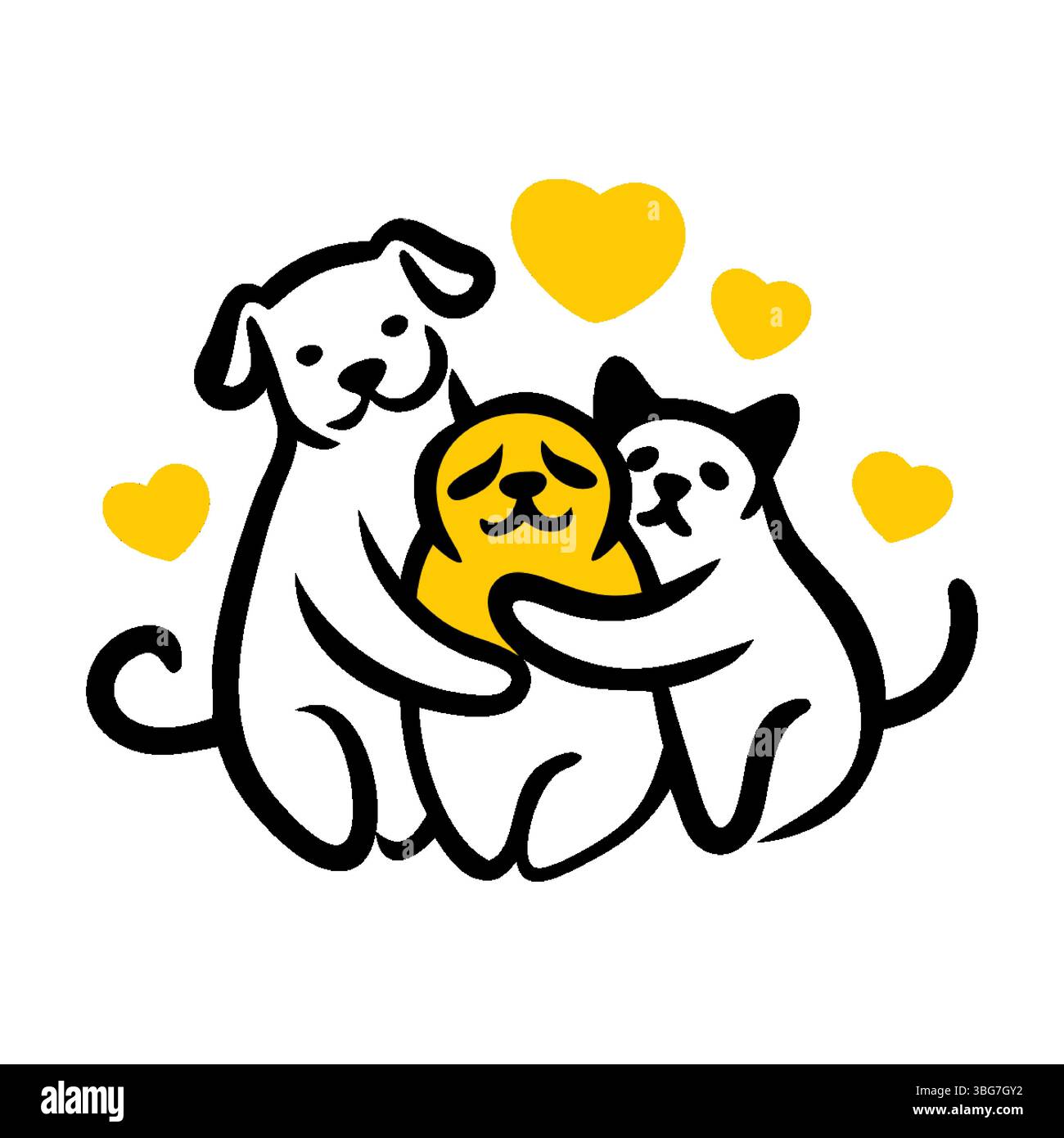 Cat and dog love vector | pet affection icon | cute dog heart art ...