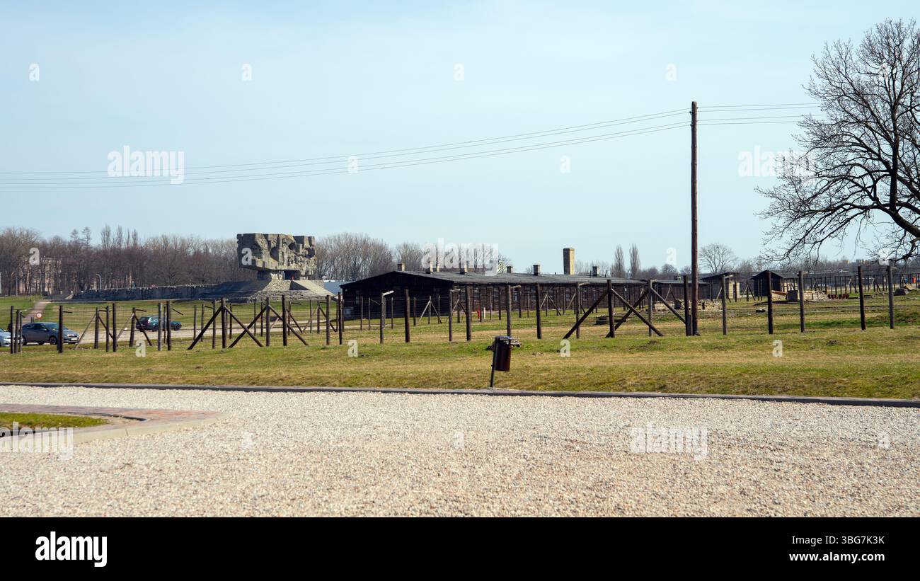 Poland; Lublin, Majdanek concentration camp; Konzentrations- und Vernichtungslager; view of the vast camp area; Stock Photo