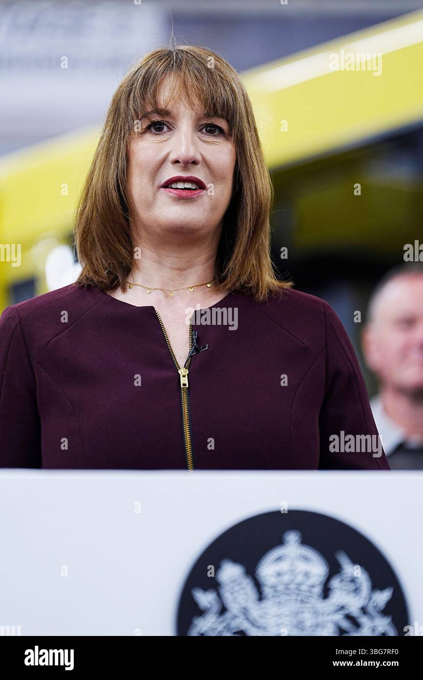 Chancellor of the Exchequer Rachel Reeves delivers a speech during a ...
