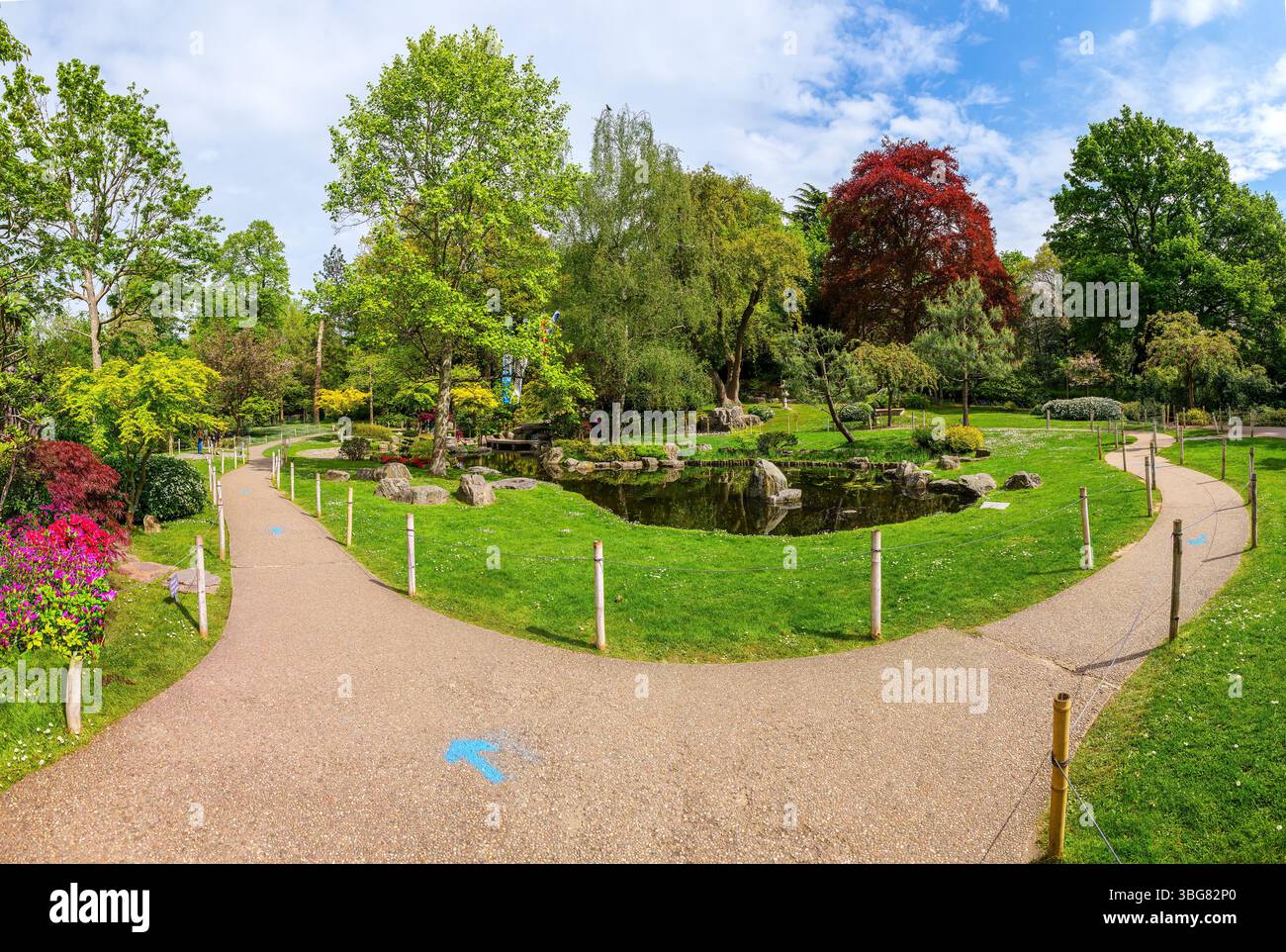 Landscape with kyoto garden in Holland Park, one of public London parks, Great Britain. Stock Photo