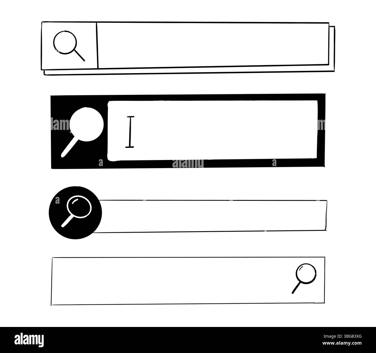 Search bar finder set, doodle frame text box border, form with ...
