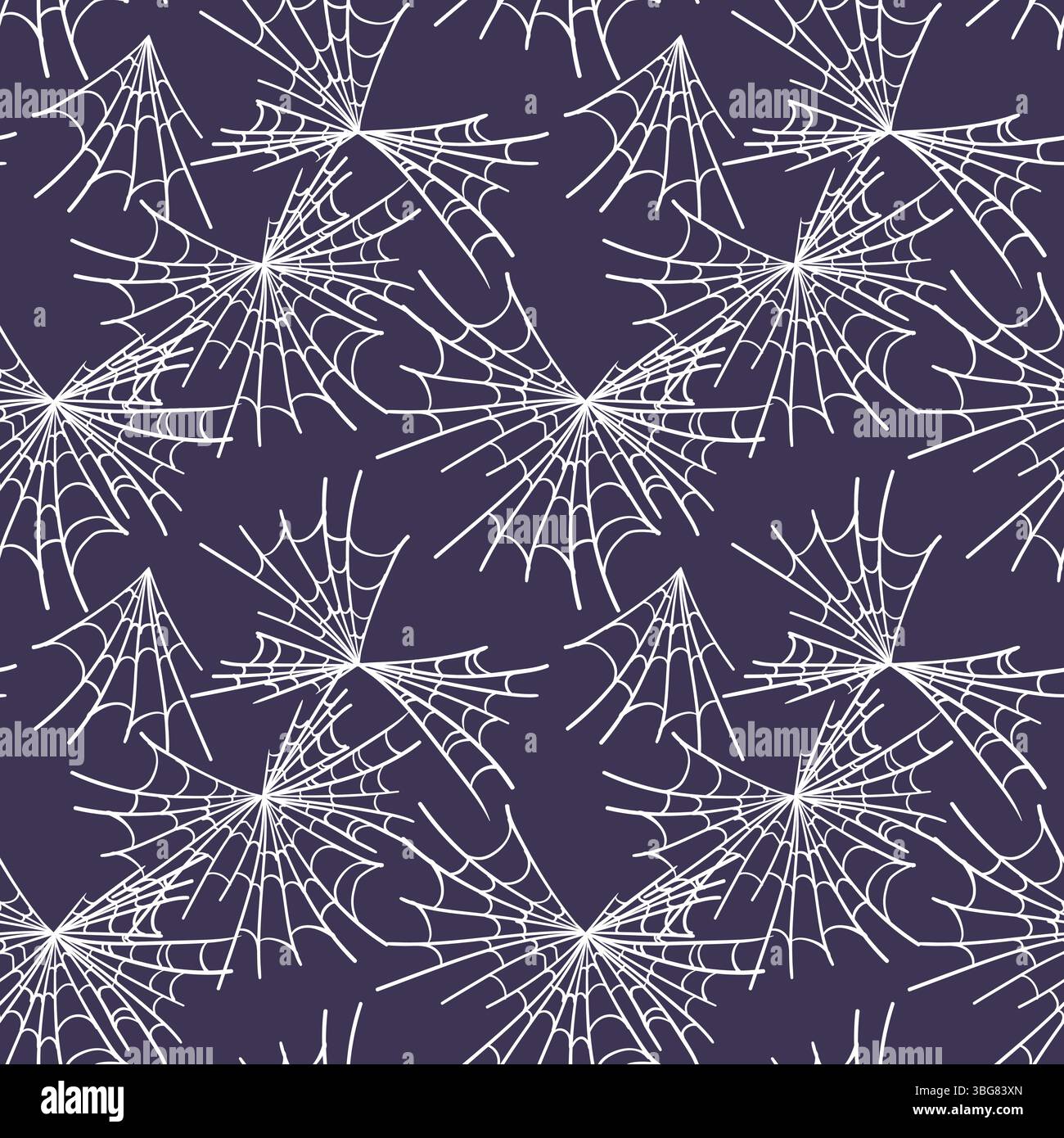 Minimalistic spider web background on dark background. Vector seamless pattern for Halloween. Spider web in sketch technique. Stock Vector