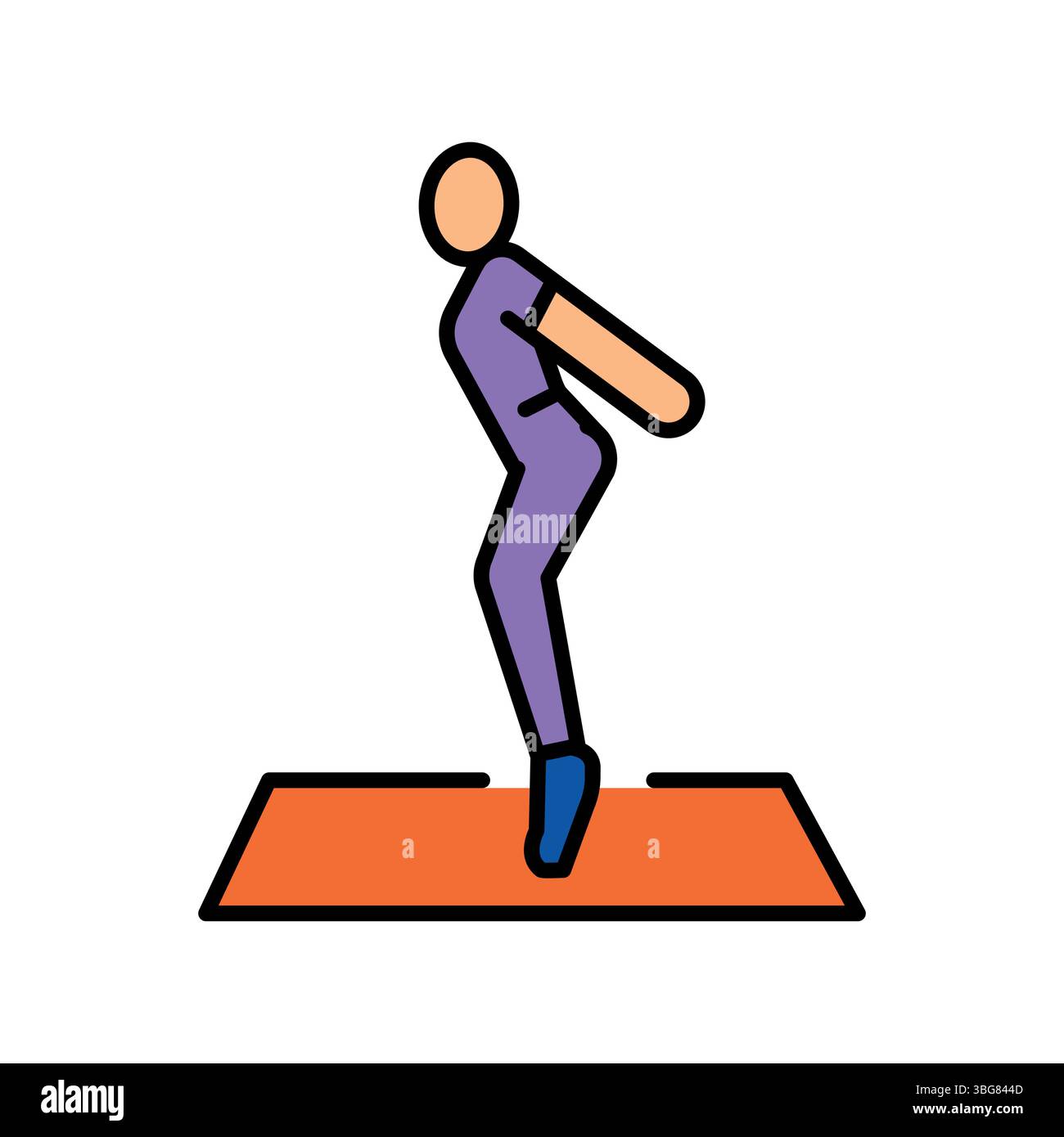 jump squats color flat icon for digital and print projects.  Minimal clean icons for apps and websites. Modern simple icons for UI UX and branding Stock Vector