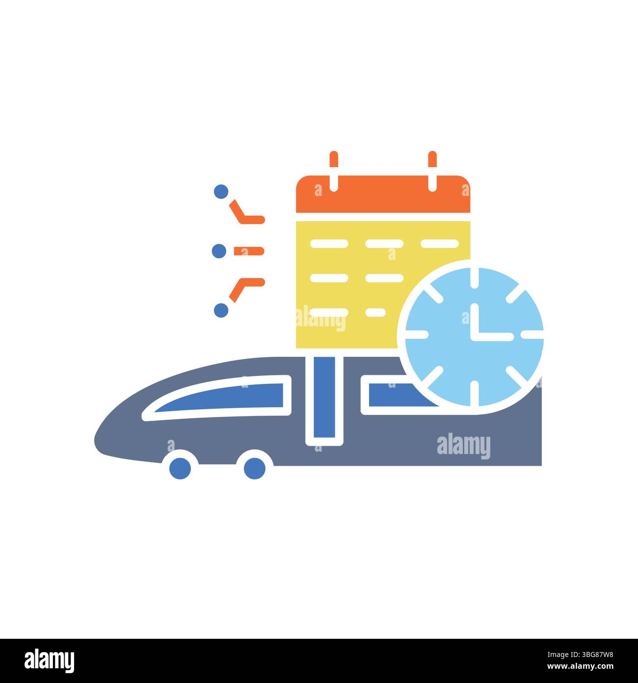 AI enhanced railway scheduling color flat icon for digital and print projects.  Minimal clean icons for apps and websites. Modern simple icons for UI Stock Vector