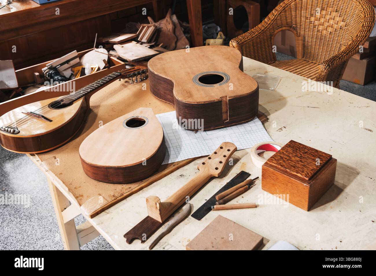 String Instruments Being Made Hand made instruments hi-res stock photography and images - Alamy